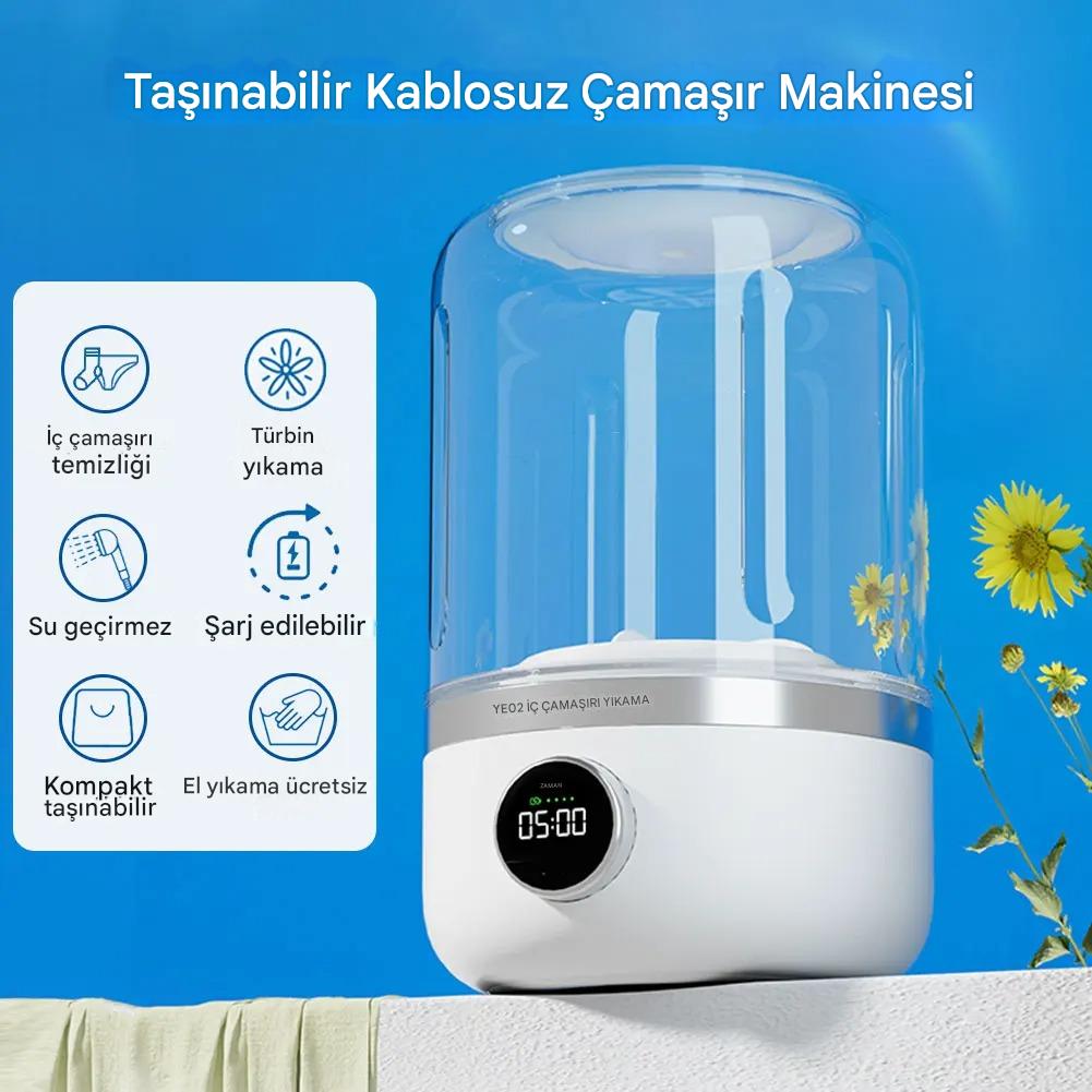 Elde Yıkamaya Son! Taşınabilir Mini Çamaşır Makinesi.